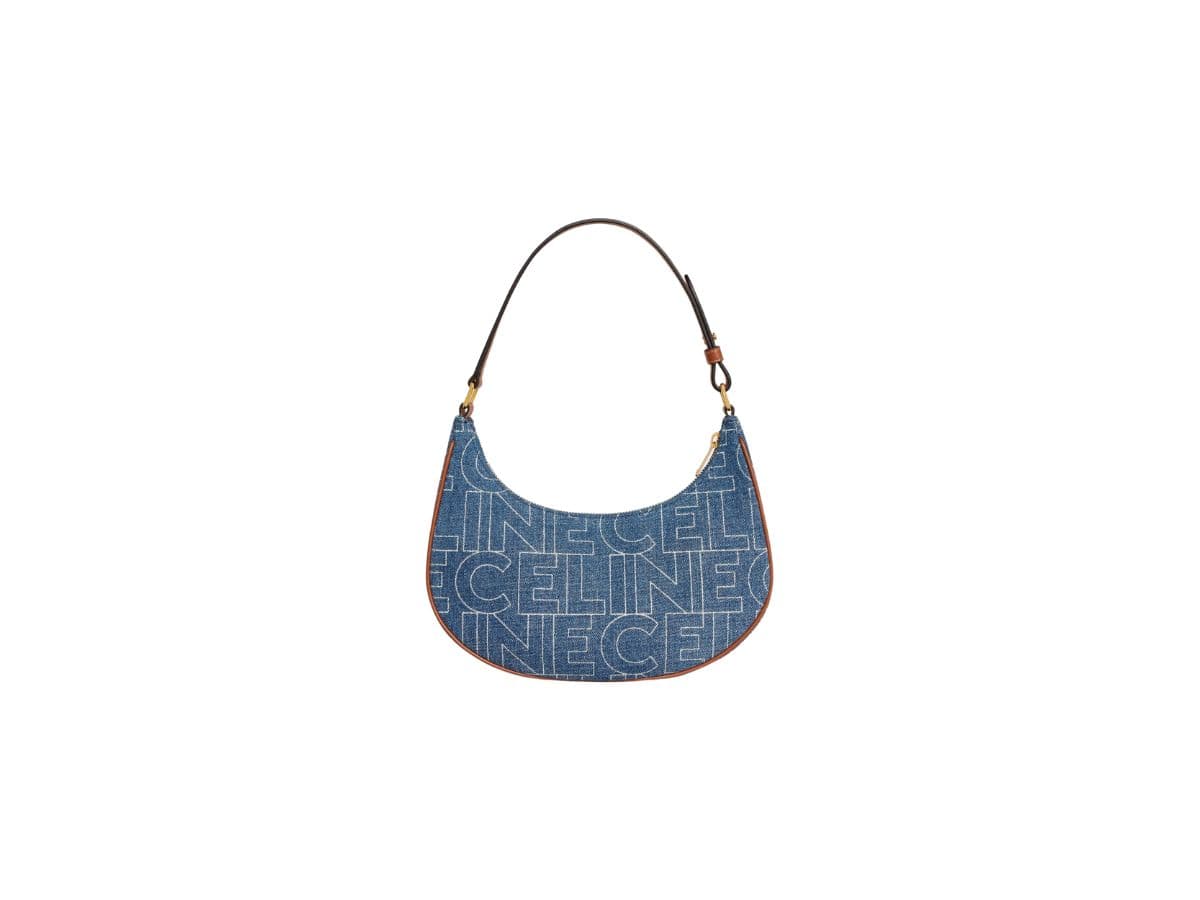 Cêlinë Ava Bag In Denim With Celine All-Over Print Navy Tan