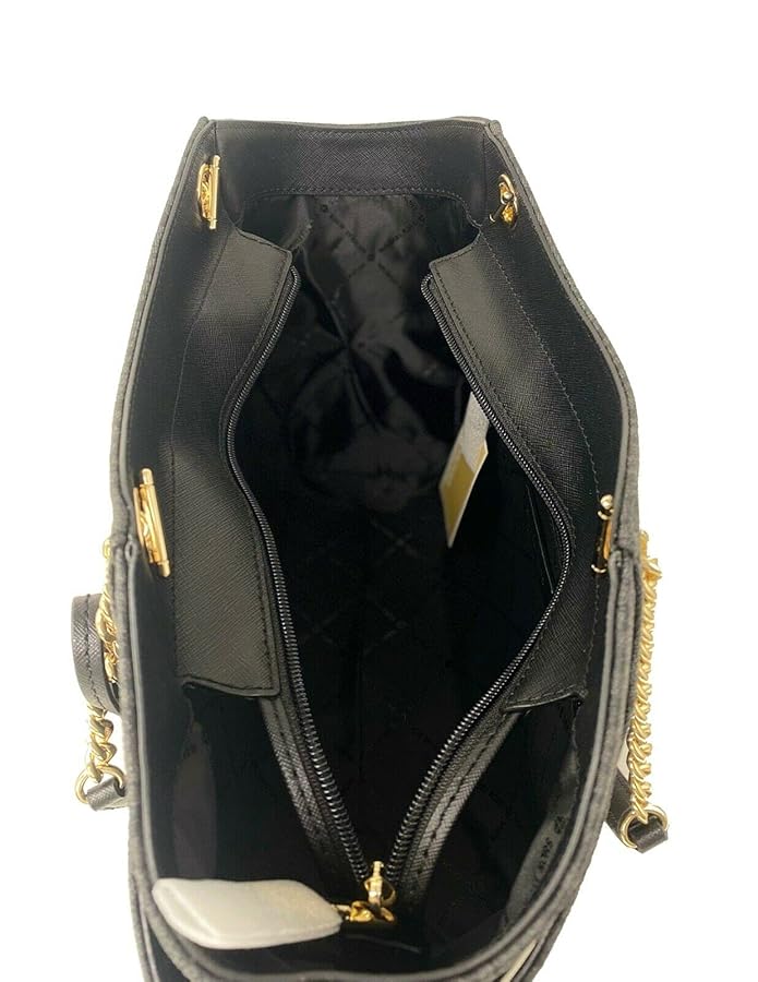 Mich@el Kors Sac à bandoulière Jet Set Travel grand format pour femme (grand, noir siglé/doré)