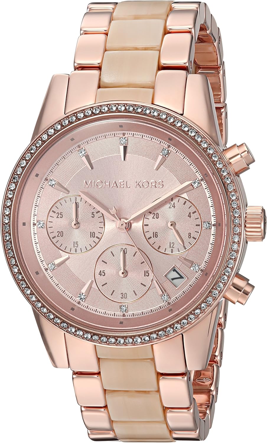 Michael Kors Ritz MK6307 – Or rose/rose poudré, Or rose., Chronographe