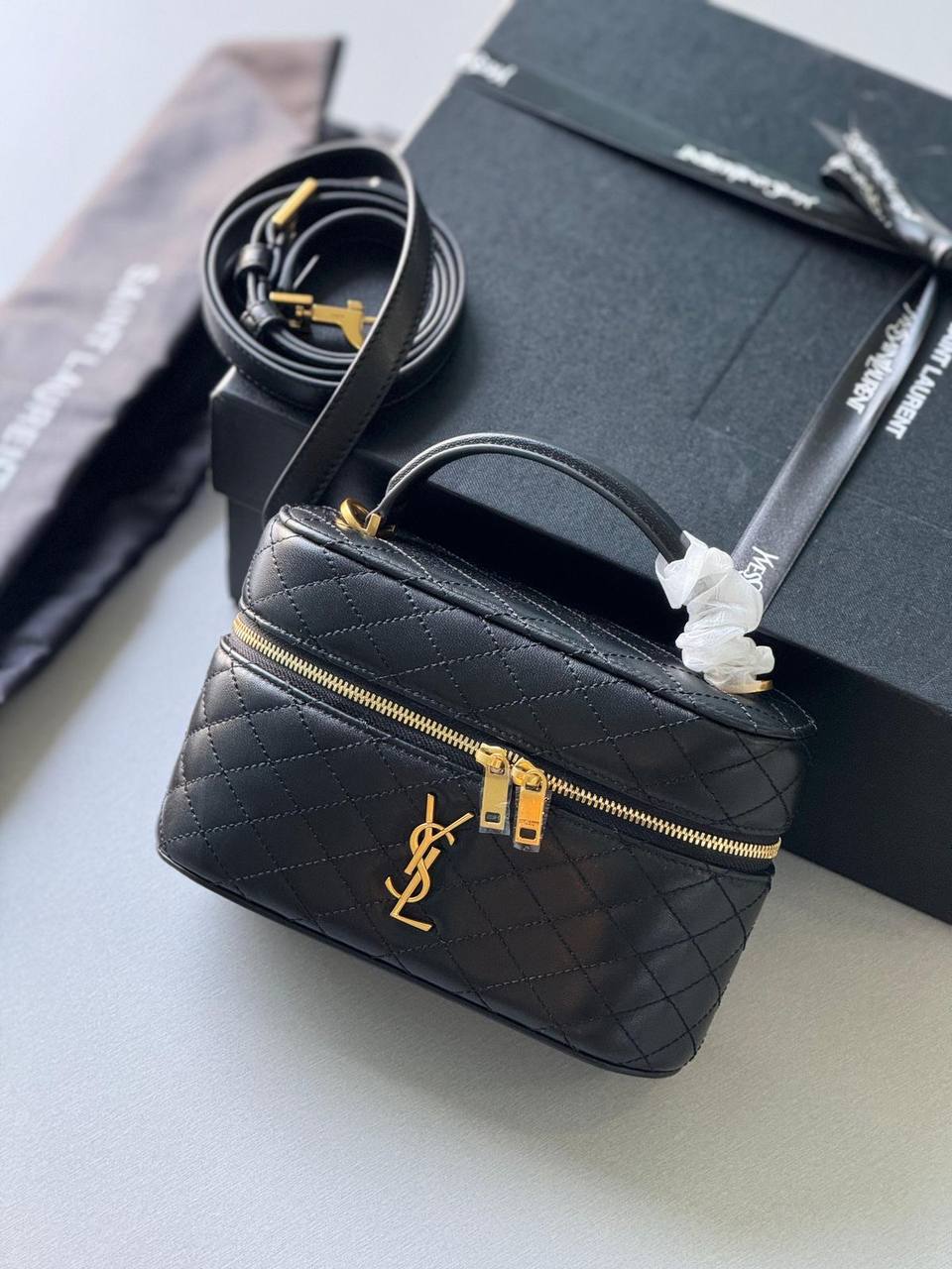 Grand vanity Gaby en cuir d'agneau Noir