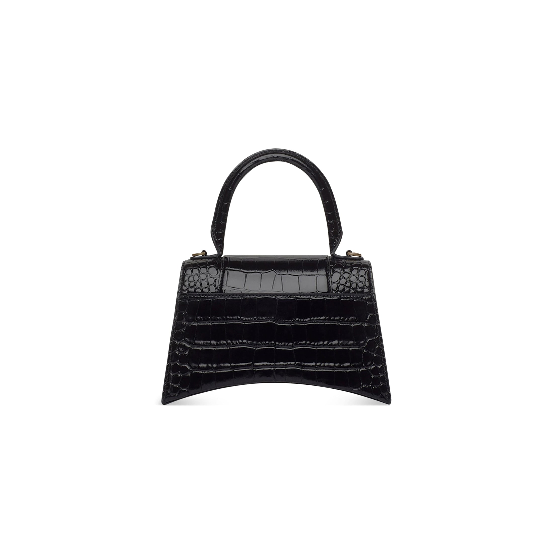 Sac À Main Hourglass Petit Modèle Embossé Crocodile pour Femme en Noir