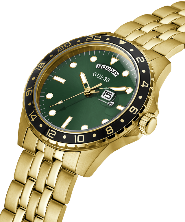 GUESS Mens Gold Tone Day/Date Watch