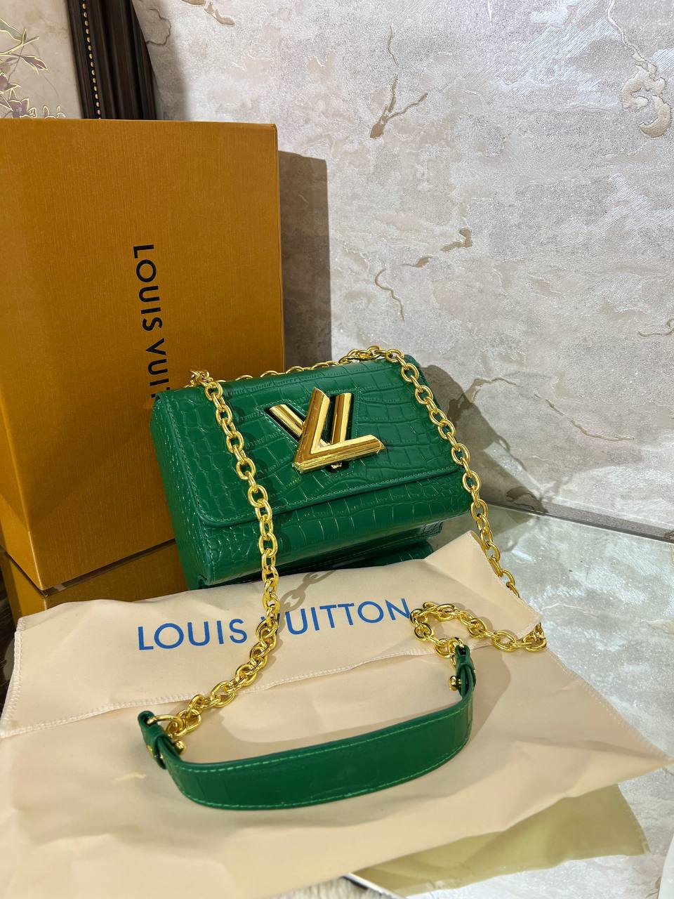 LV Green Crocodile Twist PM Bag