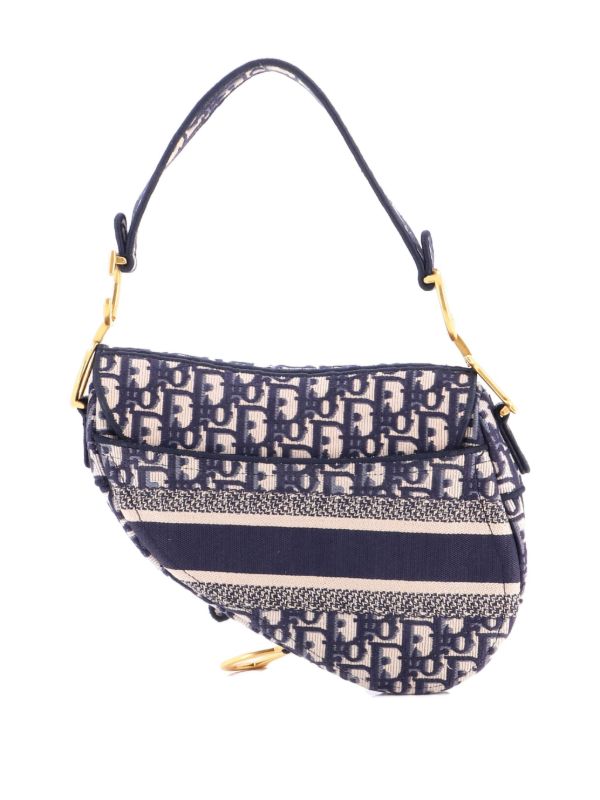 Diôr Saddle Handbag Logo Embroidered Oblique Canvas Medium shoulder bag