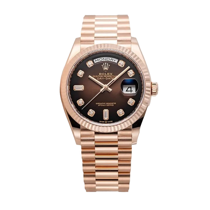 Rolex Day-Date 36 18ct Everose Gold Brown Ombré Diamond Dial 128235