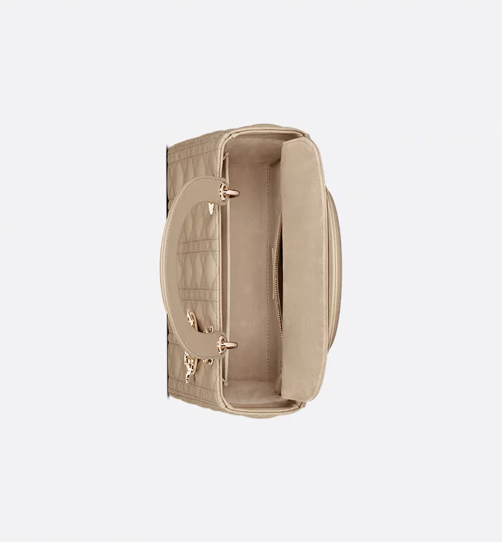 Sac Ladÿ Diôr Medium d'agneau Cannage couleur sable