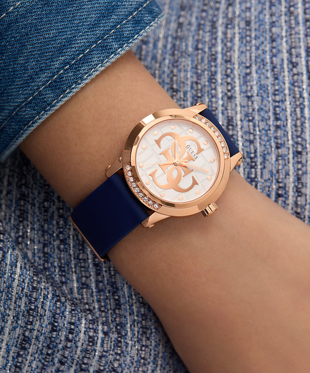 Montre analogique GUESS pour femme, bleu, or rose 36 mm