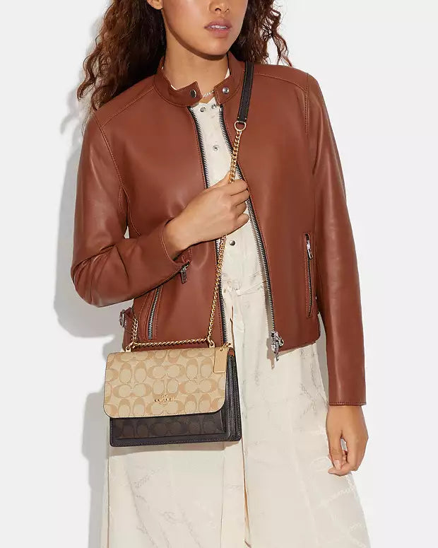 Co@ch Porté Croisé Klare En Toile Signature à Contraste De Couleur