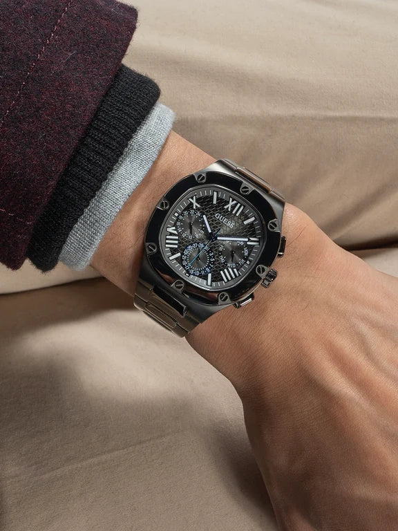 GÛESS Mens Gunmetal Multi-function Watch, GW0572G5