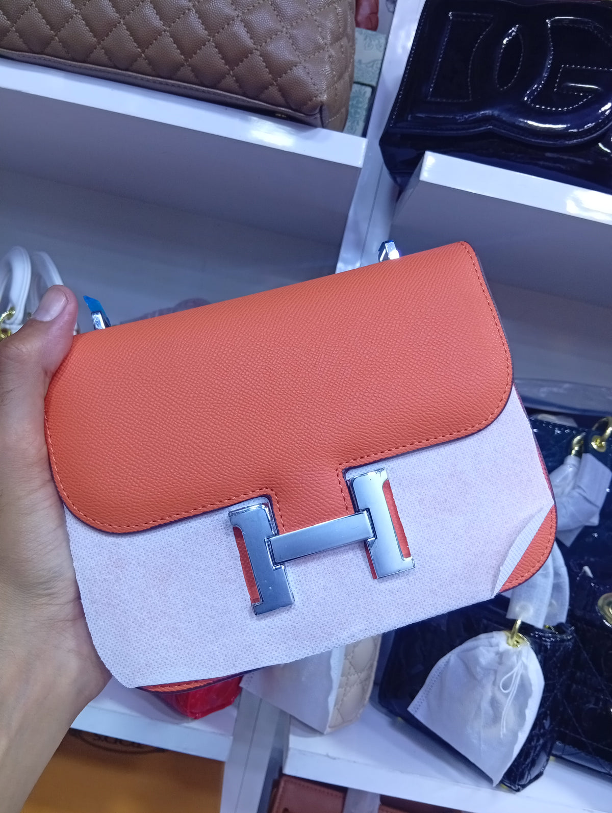 Hermès Constance 23 Epsom orange, garniture en palladium, 2011