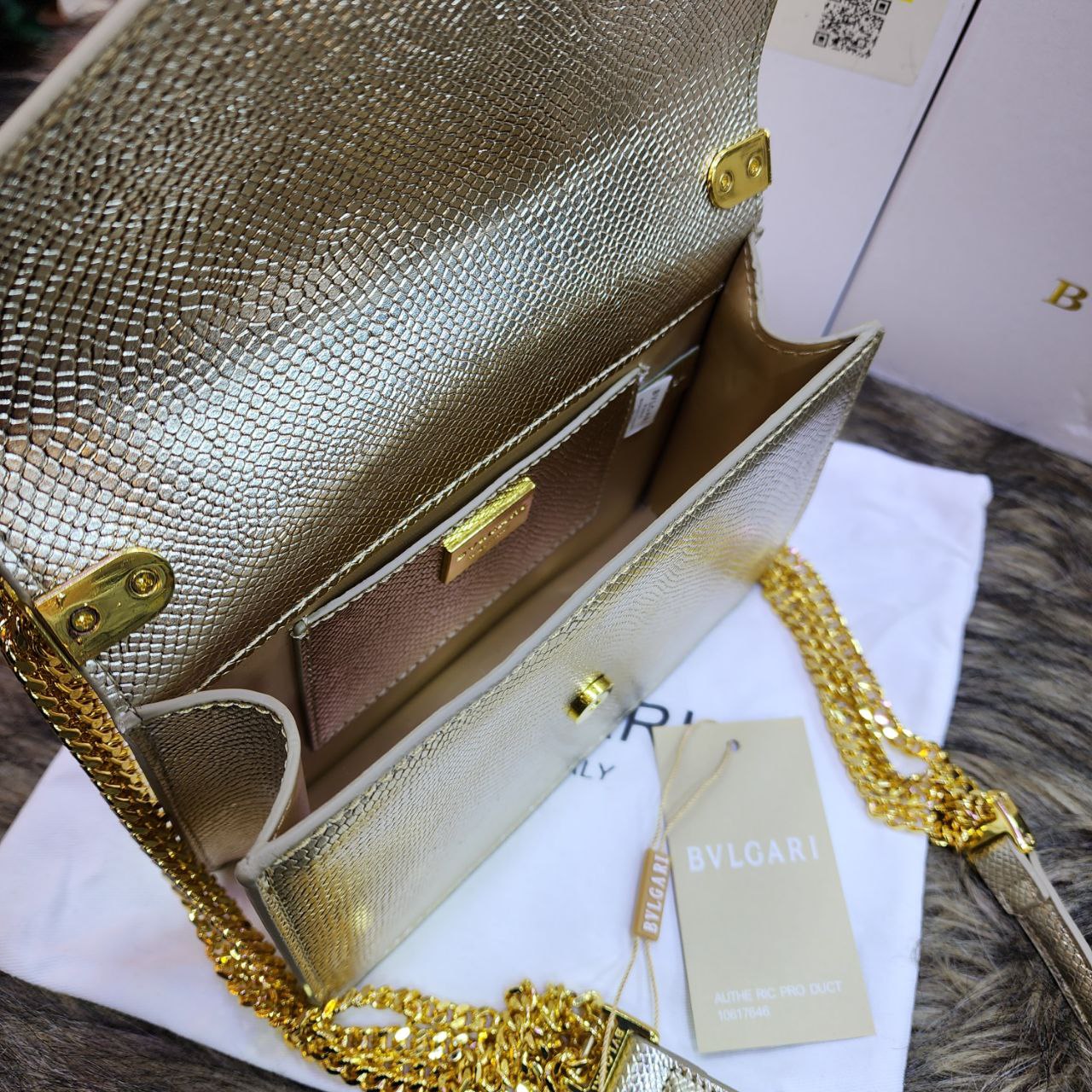 Bvlg@ri Sac bandoulière Serpenti exotique