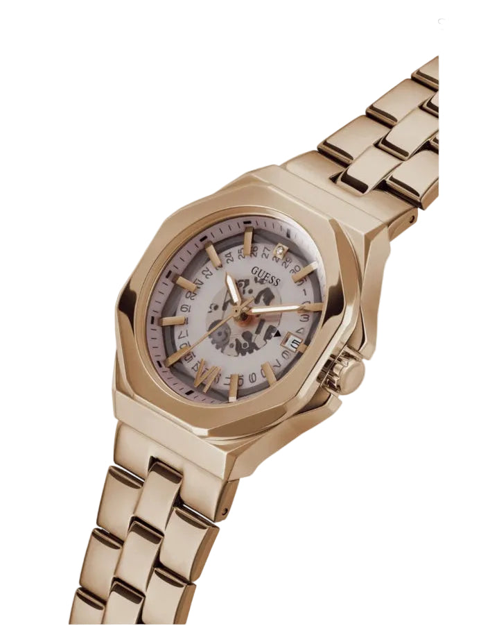 Montre Guess Empress pour femme, cadran rond en or rose, à quartz