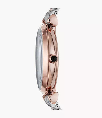 Montre Emporio Armani à deux aiguilles en acier inoxydable, bicolore, pour femme