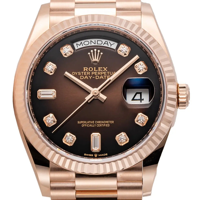 Rolex Day-Date 36 18ct Everose Gold Brown Ombré Diamond Dial 128235