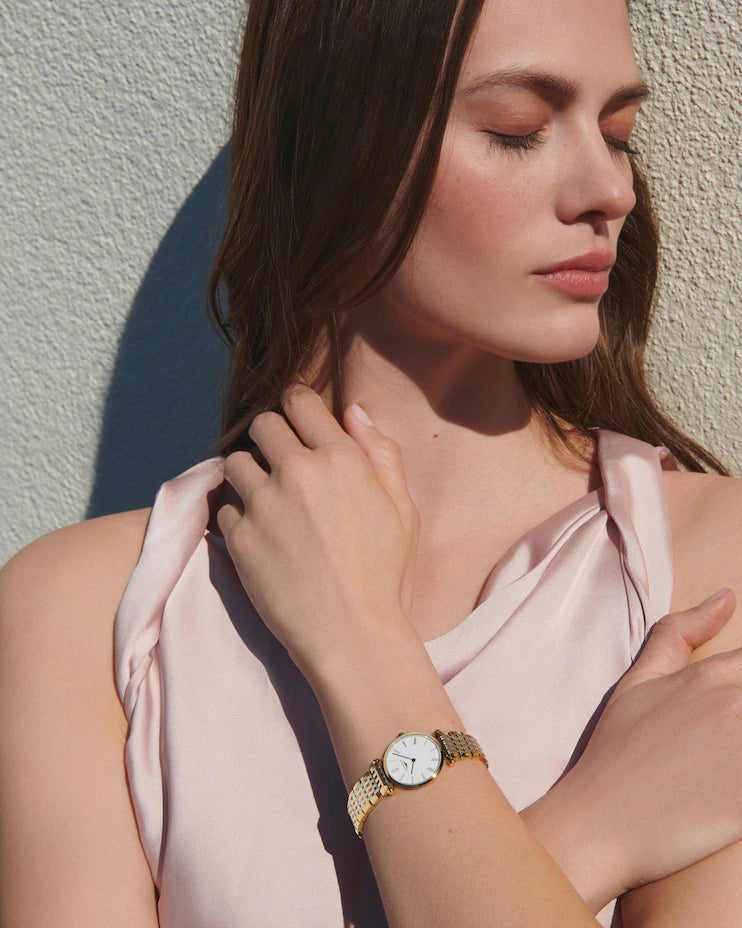 LÔNGINES La grande classique de lôngines (24mm) cadran blanc / bracelet en acier inoxydable bicolore
