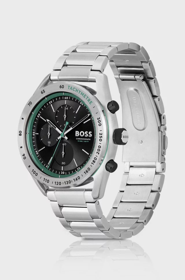Bôss Montre chronographe avec sous-cadrans et bracelet à maillons