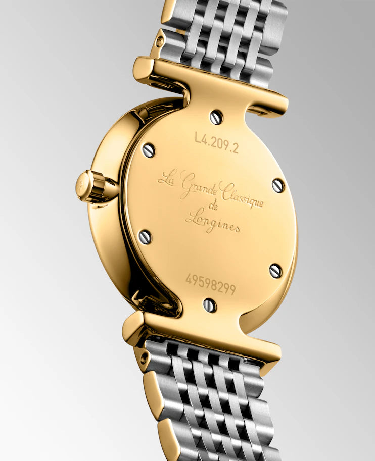 LÔNGINES La grande classique de lôngines (24mm) cadran blanc / bracelet en acier inoxydable bicolore