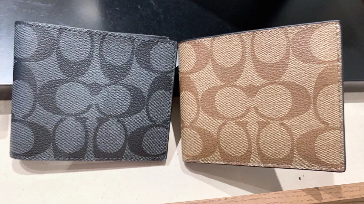 Co@ch Portefeuille porte-monnaie homme avec étiquettes en toile signatur