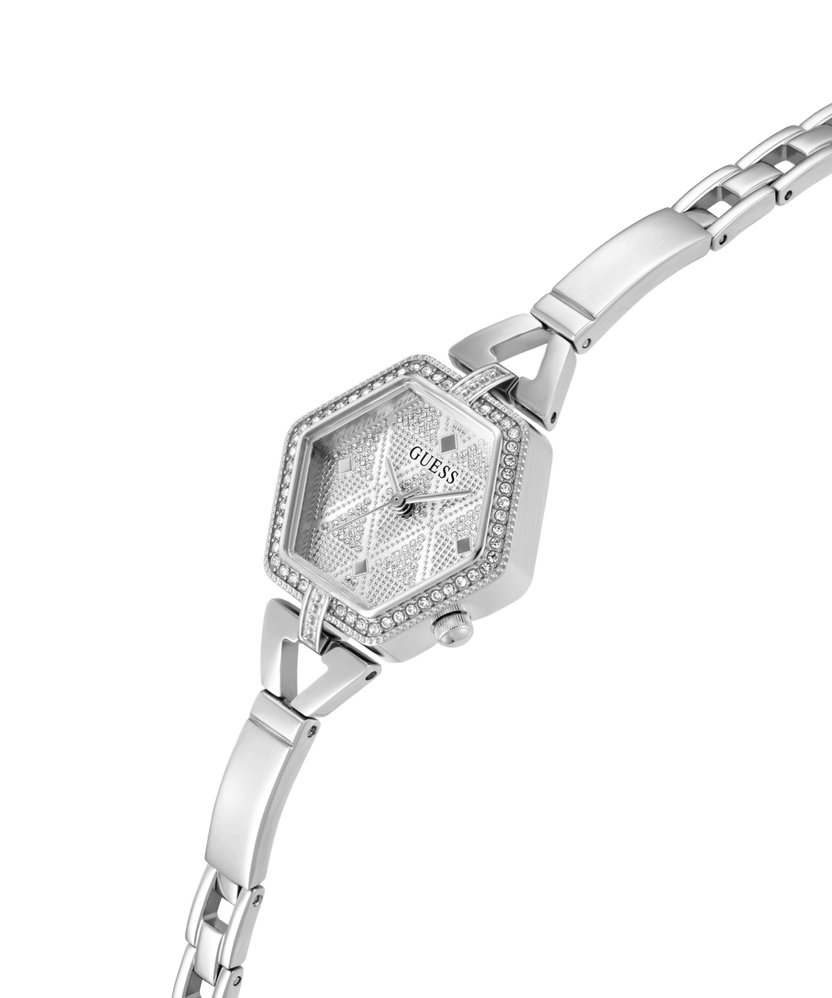 Guess Montre hexagonale, acier inoxydable, cristaux incolores
GW0680L1
