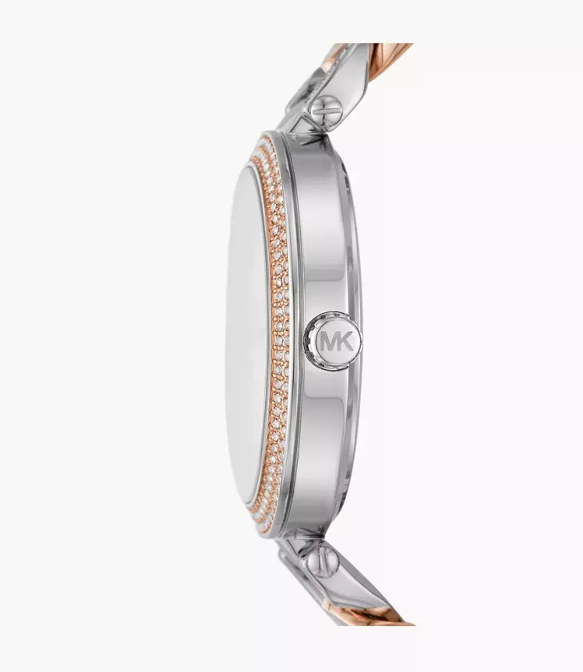 MK Catelyn Quartz Silver Dial Two Tone Steel Strap Watch MK4634 New