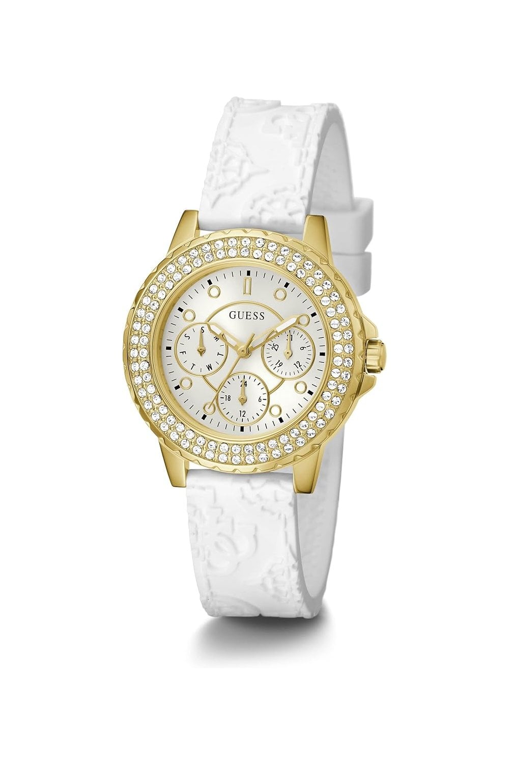 Guess Montre multifonction en silicone blanc