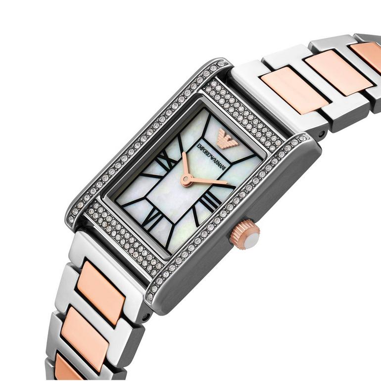 Emporio Armani 32mm Stainless Steel and Rose Gold Tone Crystal Ladies Watch