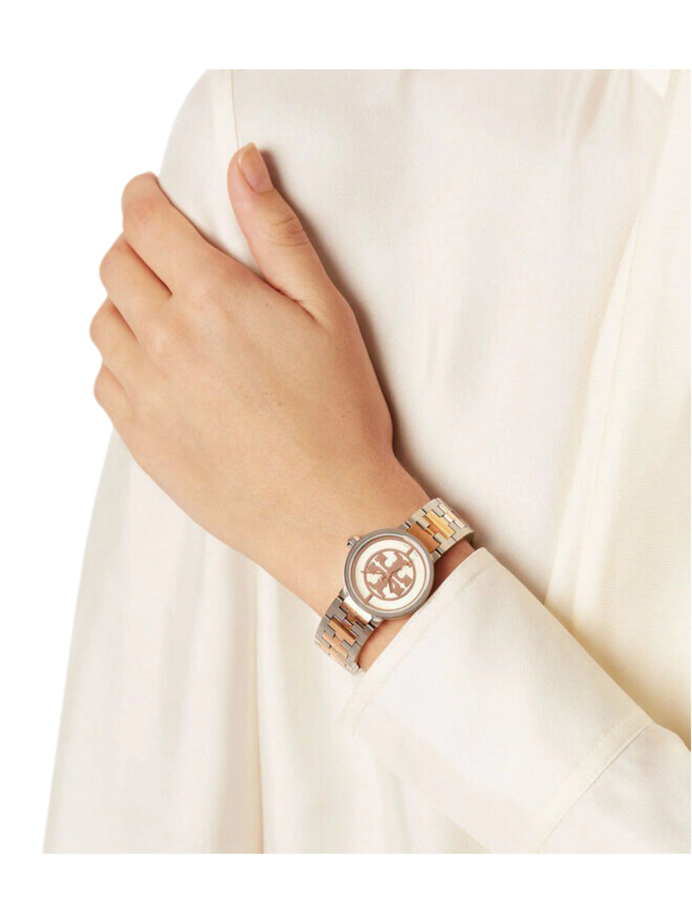 Montre Tory Burch Reva avec boîtier de 28 mm et bracelet bicolore
