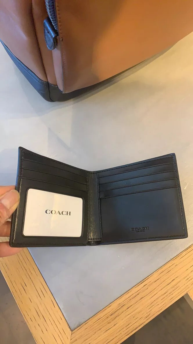 Co@ch Portefeuille porte-monnaie homme avec étiquettes en toile signatur