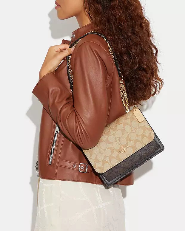 Co@ch Porté Croisé Klare En Toile Signature à Contraste De Couleur