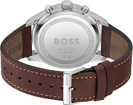 Bôss Montre Chronographe à Quartz pour Homme avec Bracelet en Cuir Marron - 1513988
