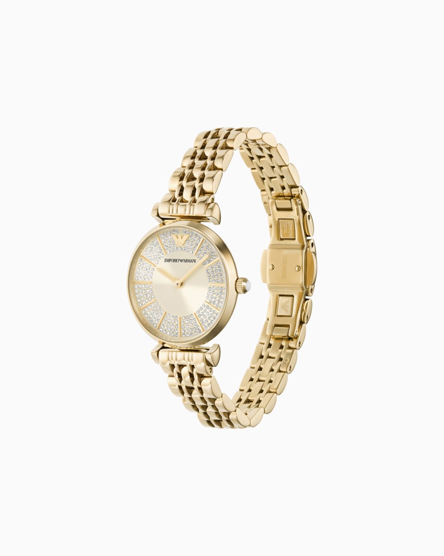 MONTRE À DEUX AIGUILLES EN ACIER INOXYDABLE COULEUR OR