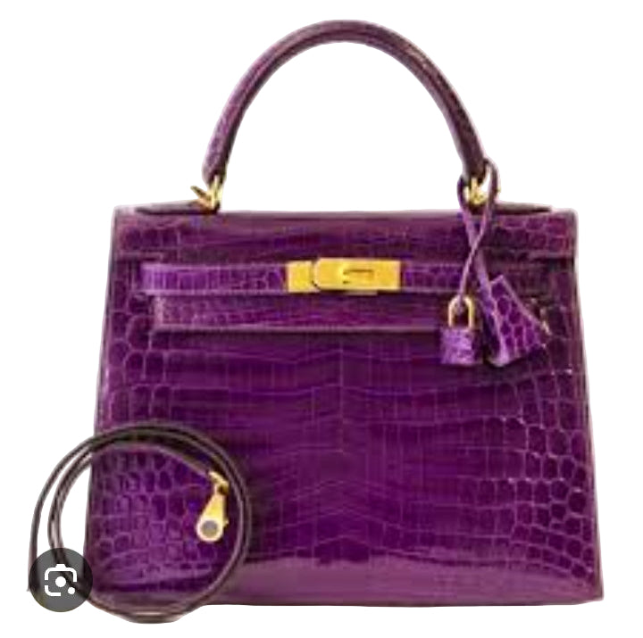 HRMS Kelly 28 Cassis Sellier Alligator Mississippi Lisse Gold