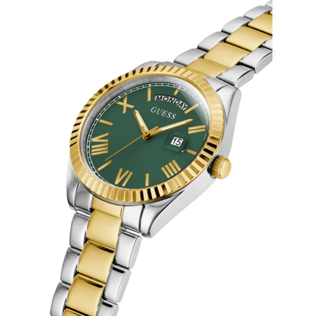 Montre Guess Luna à quartz avec cadran vert et bracelet en acier bicolore pour femme - GW0308L5