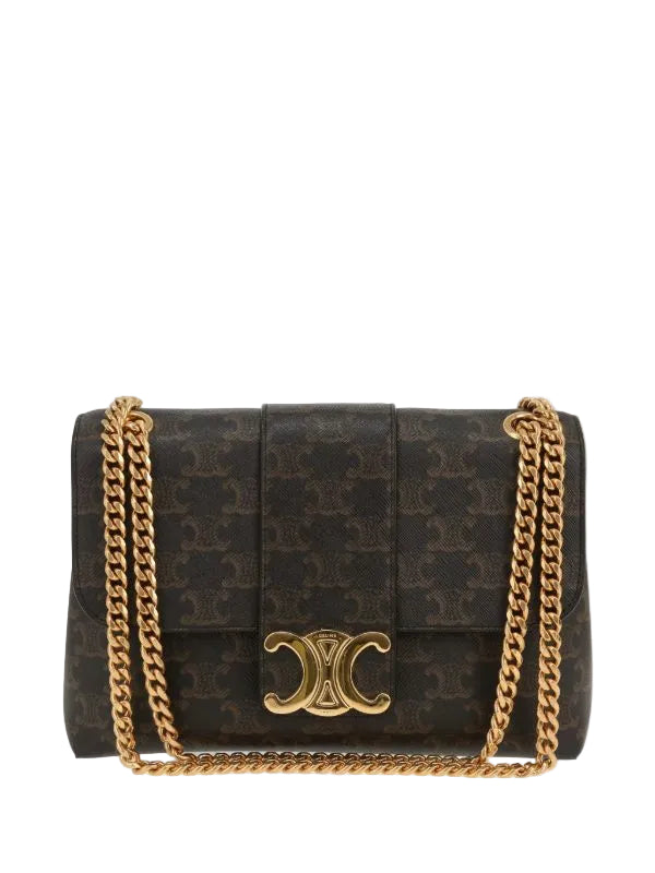 Sac bandoulière Celine Victoire Teen en toile Triomphe marron en cuir