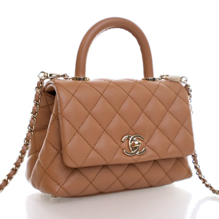 Ch@nel Sac Chanel Mini caviar marron avec poignée Coco