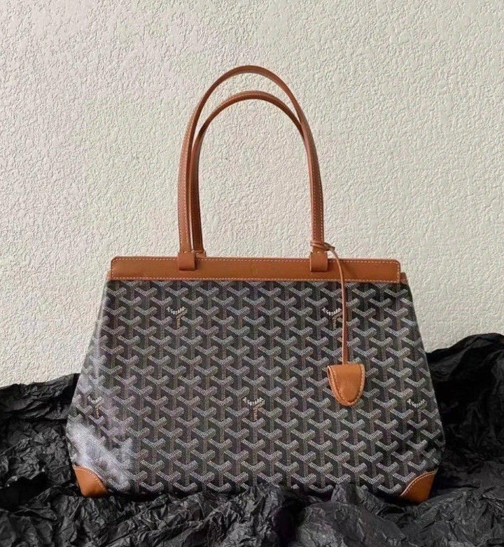 Goyard Sac cabas Bellechasse PM en toile enduite noire à motif chevron