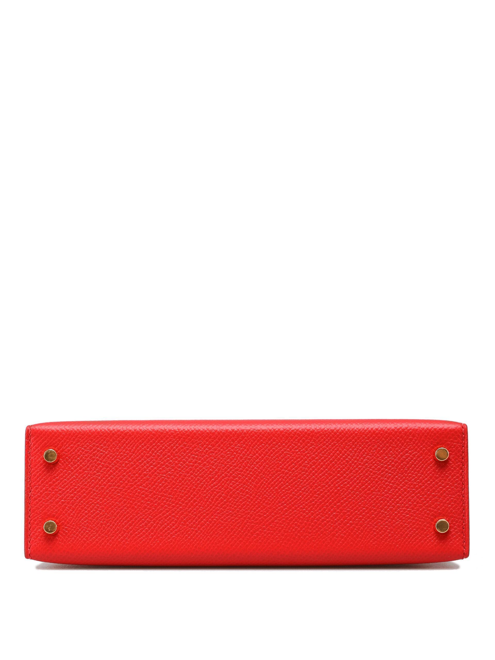 Hermès Mini Kelly 20 II Rouge De Coeur Veau Epsom