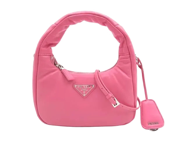 Pr@da Mini sac hobo nappa rembourré et doux Rose