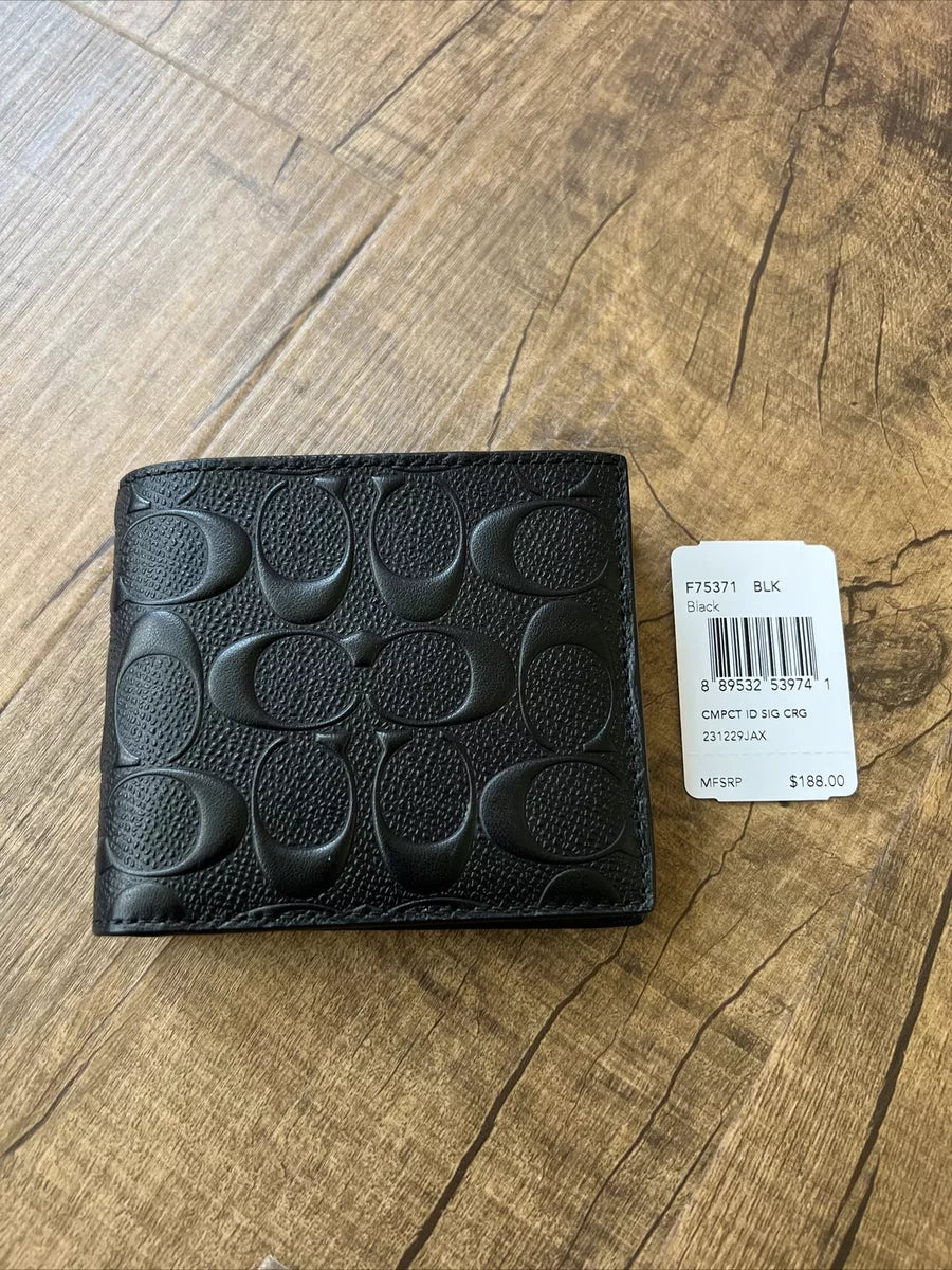 Co@ch portefeuille pliant gaufré Coach F75371 homme compact