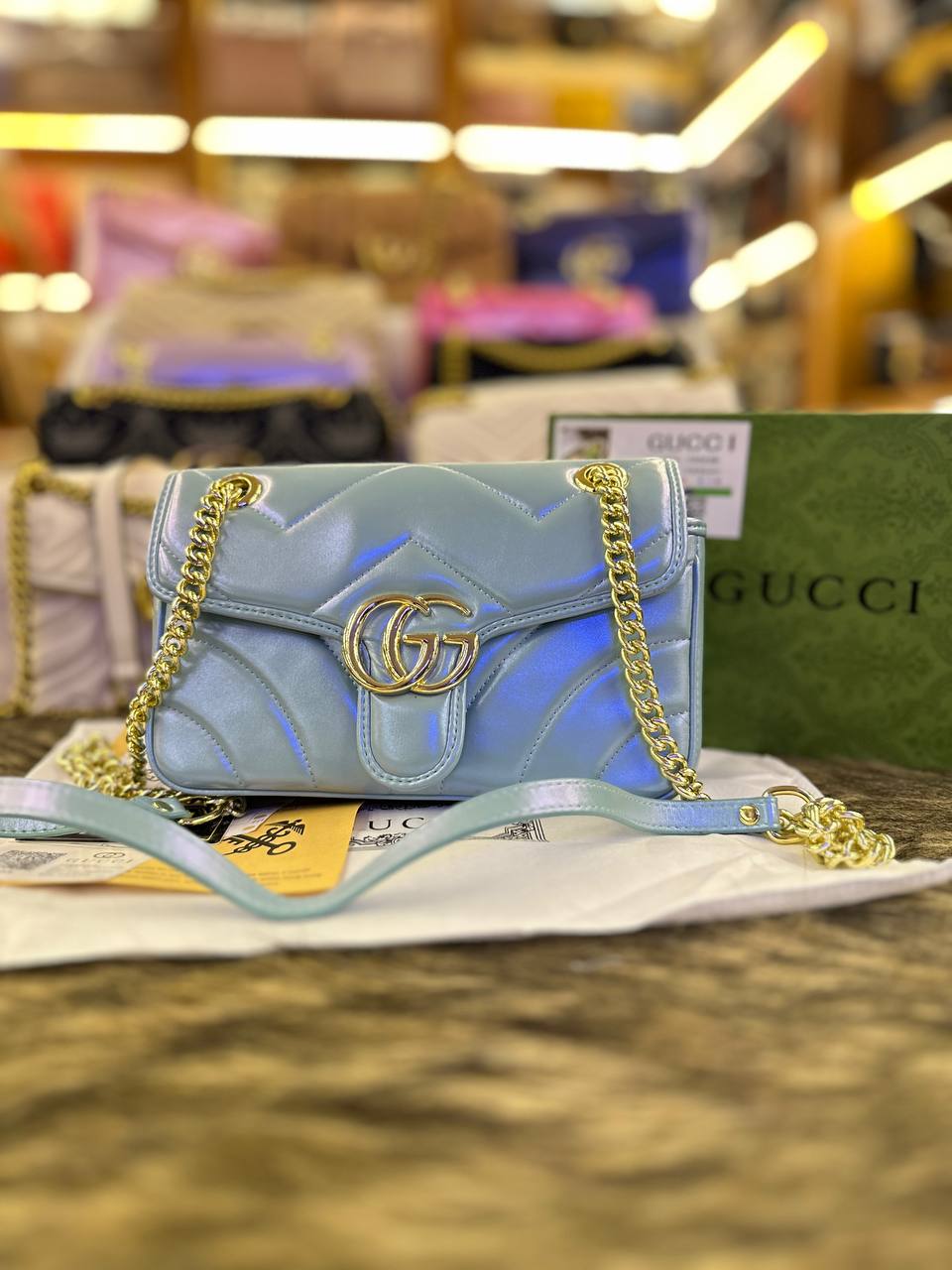 GG Marmont Petit sac à bandoulière Vert irisé