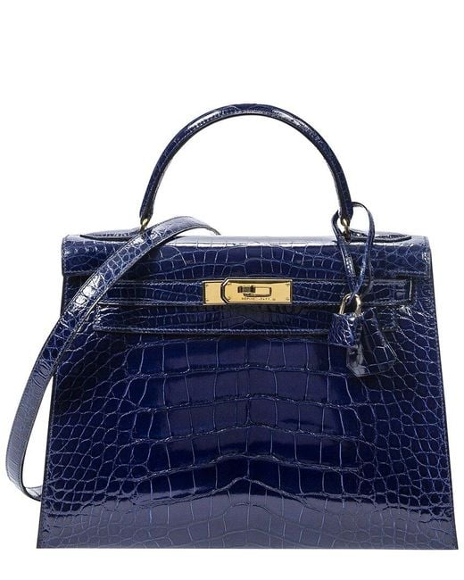 HRMS Sac à main Kelly bleu saphir