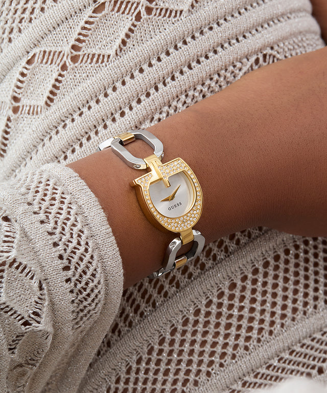 Montre analogique bicolore dorée GUESS pour femme