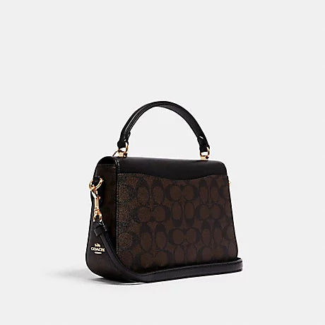 Co@ch Sac à main Marlie à poignée supérieure en toile signature - Marron Noir