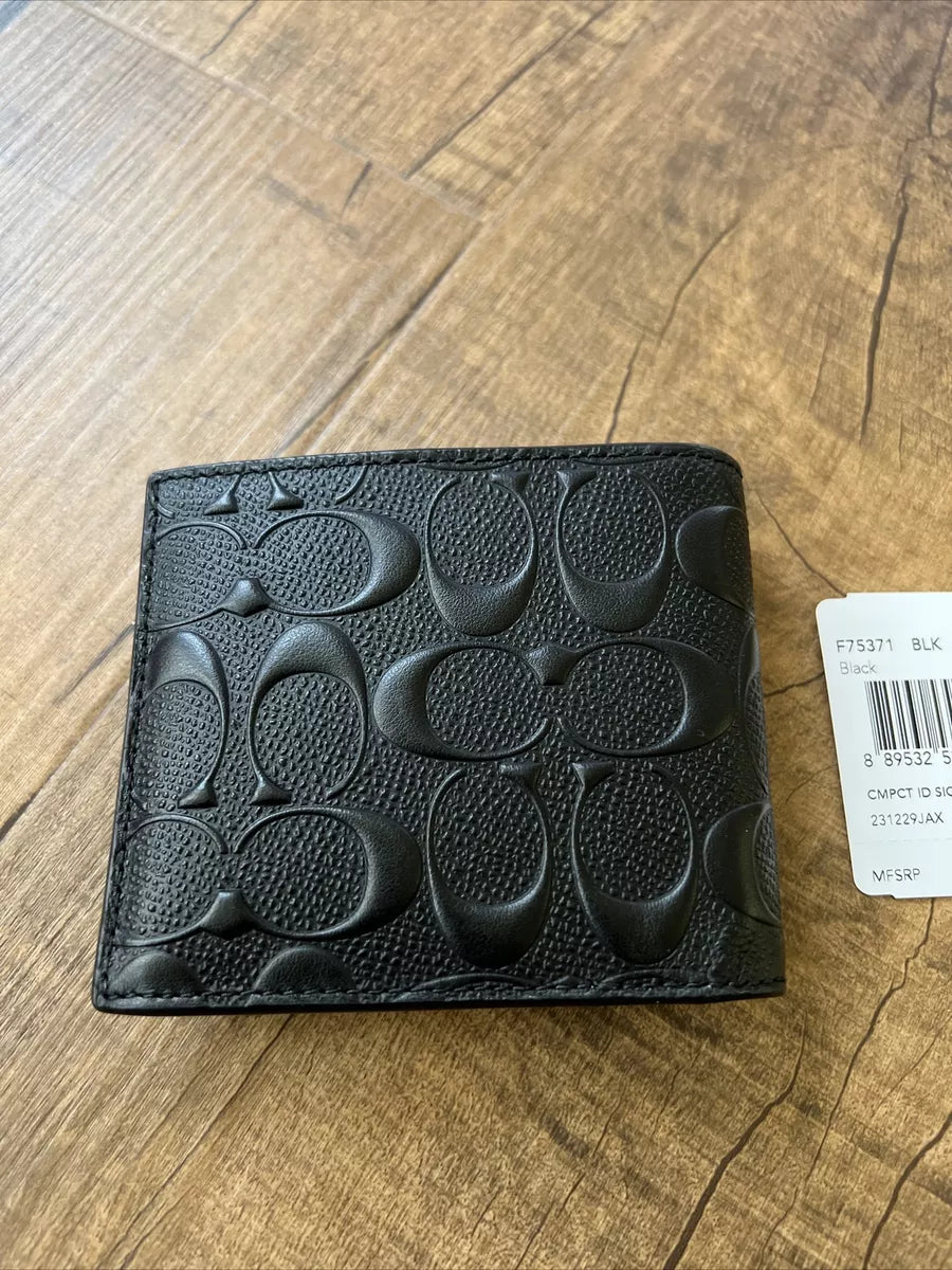 Co@ch portefeuille pliant gaufré Coach F75371 homme compact