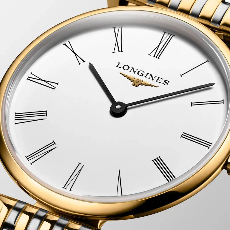 LONGINES La grande classique de lôngines (24mm) cadran blanc / bracelet en acier inoxydable bicolore