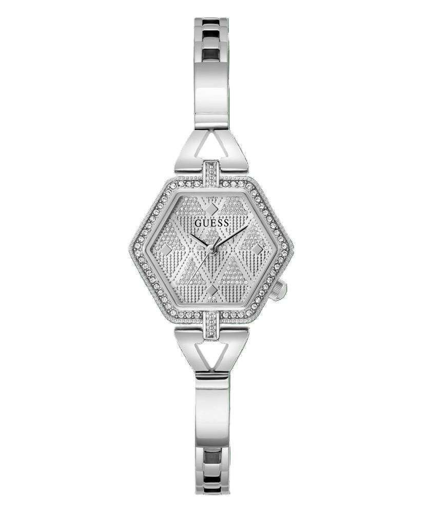 Guess Montre hexagonale, acier inoxydable, cristaux incolores
GW0680L1
