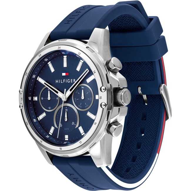 TMY Hilfiger Men's Watch 1791791 blue silicone strap