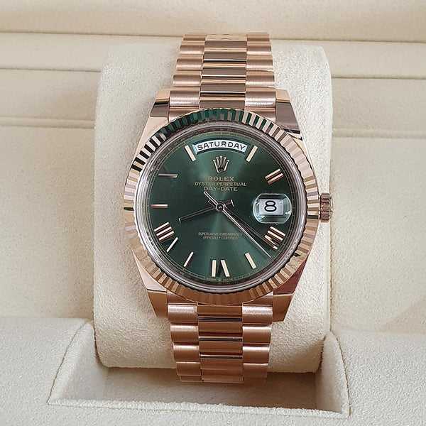 Montre Rlx DayDate 40 Olive Rose Gold Pour Homme