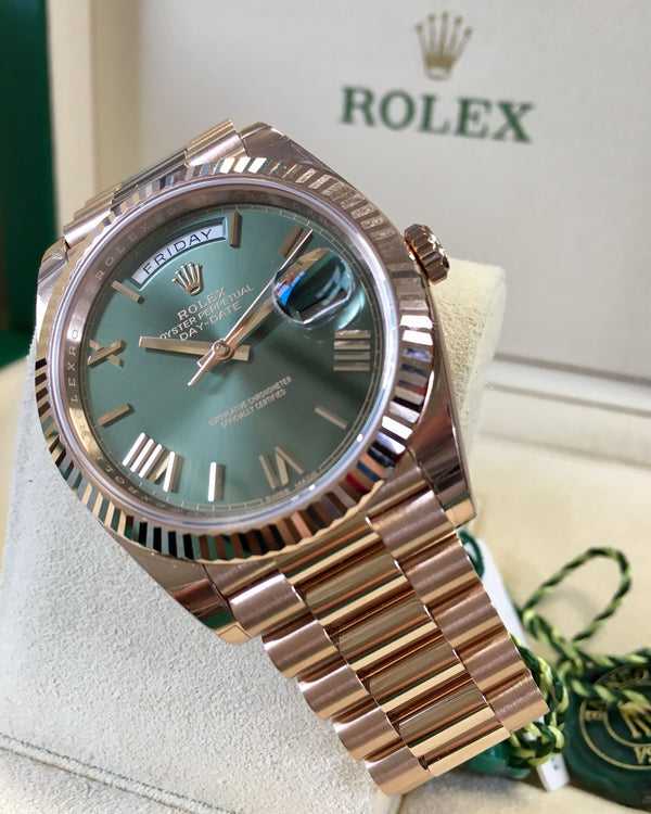 Montre Rlx DayDate 40 Olive Rose Gold Pour Homme