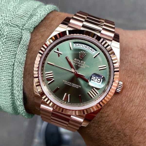 Montre Rlx DayDate 40 Olive Rose Gold Pour Homme